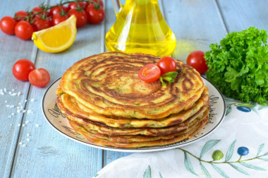 Лепешки с зеленью на кефире на сковороде