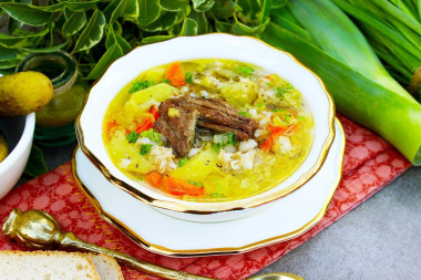 Рассольник Ленинградский с мясом и перловкой