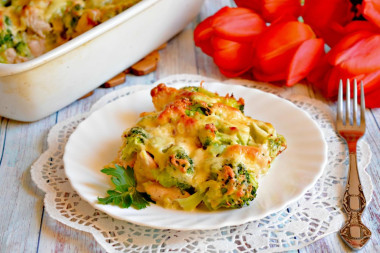 Запеканка с брокколи и курицей