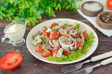 Салат с вареным мясом свинины