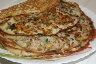 Блины с припеком с маринованными грибами