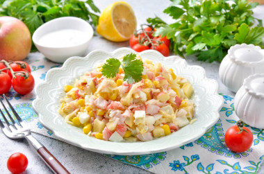 Салат с крабовыми палочками сыром и яблоком