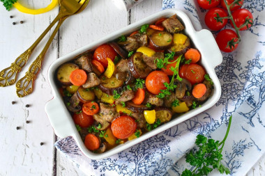 Мясо с овощами в аэрогриле