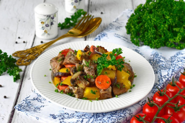 Мясо с овощами в аэрогриле