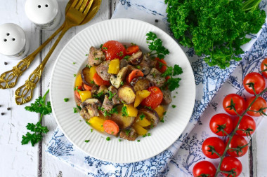 Мясо с овощами в аэрогриле