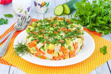 Салат копченая курица морковь огурец