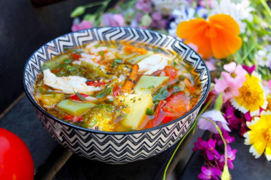 Суп с картошкой овощами и рисом