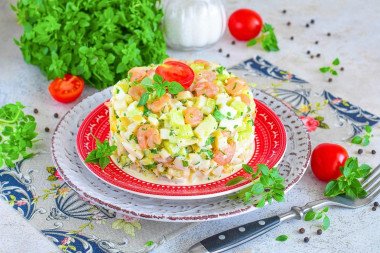 Салат кальмары креветки яйца