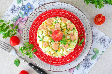 Салат кальмары креветки яйца