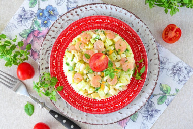 Салат кальмары креветки яйца