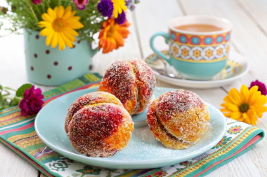 Пирожные персики со сгущенкой вареной