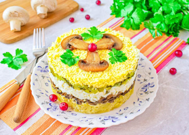 Салат грибы лук яйца