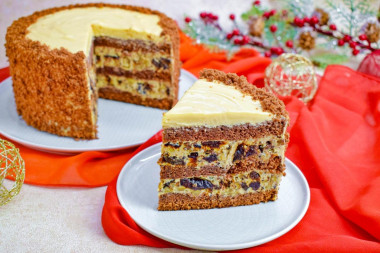 Торт с черносливом и грецким орехом