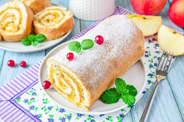 Рулет с яблоками в духовке
