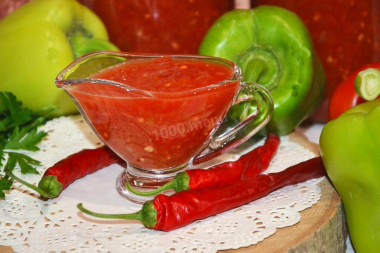 Сырая аджика на зиму с разными  перцами