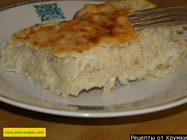 Запеканка с овсяными хлопьями капустой и сыром на молоке