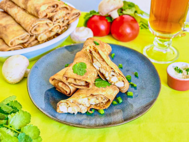 Блины фаршированные грибами