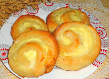 Булочки спиральки с корицей и творогом