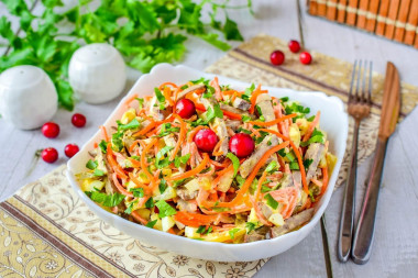 Салат с печенью и корейской морковью