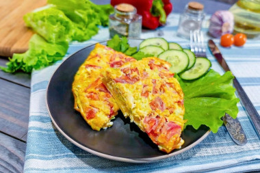 Пышный омлет с помидорами и кабачками в духовке