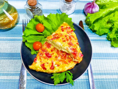Пышный омлет с помидорами и кабачками в духовке