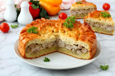 Дрожжевой пирог с мясом и картошкой