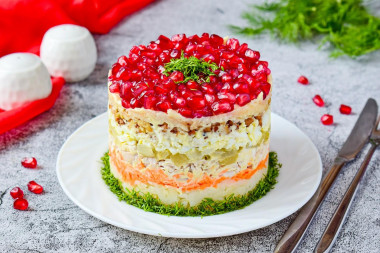 Салат с гранатами грецкими орехами и курицей