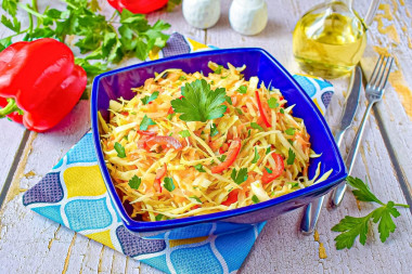 Салат витаминный из капусты и моркови и яблока без уксуса