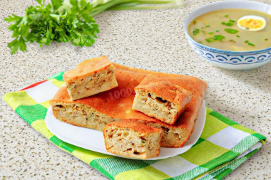 Заливной пирог с капустой на кефире классический