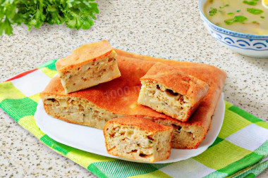 Заливной пирог с капустой на кефире классический