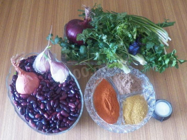 Рецепт - Густое лобио из фасоли со специями - Шаг 1 - Ингредиенты,