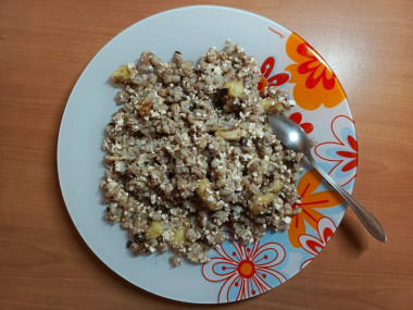 жемчужная каша с бананом и шоколадом