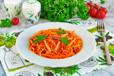 Салат с корейской морковью ветчиной и фасолью