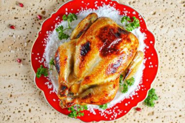 Хрустящая курица на соли запеченная в духовке целиком
