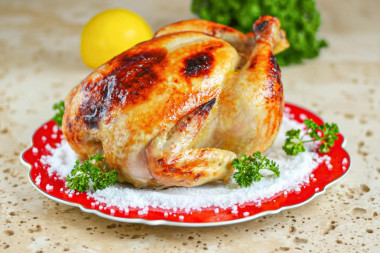 Хрустящая курица на соли запеченная в духовке целиком