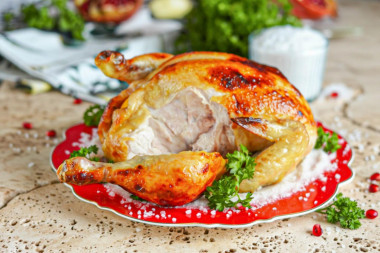 Хрустящая курица на соли запеченная в духовке целиком