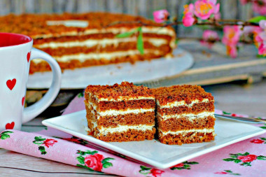 Ленивый медовик без раскатки коржей