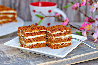 Ленивый медовик без раскатки коржей