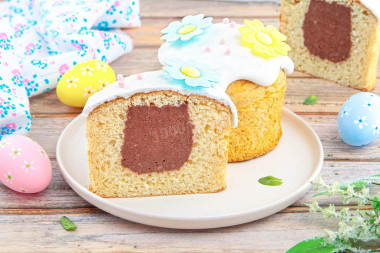 Пасхальный кулич с шоколадом внутри