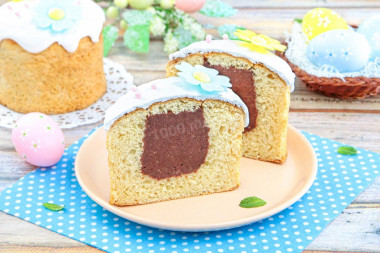 Пасхальный кулич с шоколадом внутри