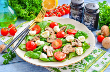 Салат с грибами помидорами и сыром