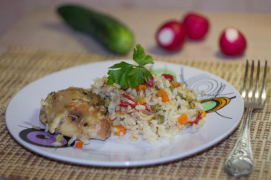 Рис в рукаве с уткой и овощами
