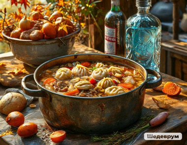 Суп с клецками и тушёнкой