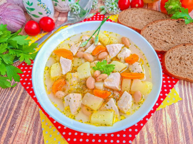 Суп с белой фасолью консервированной с курицей