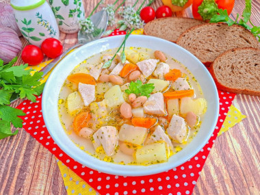 Суп с белой фасолью консервированной с курицей