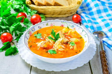 Суп Харчо из свинины с рисом и картошкой классический