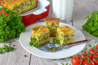 Быстрый заливной пирог с щавелем