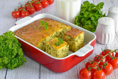 Быстрый заливной пирог с щавелем