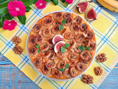 Творожная запеканка с бананом в аэрогриле