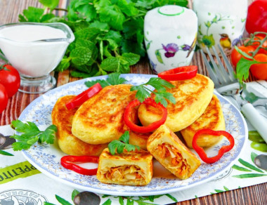Пирожки картофельные с капустой жареные на сковороде